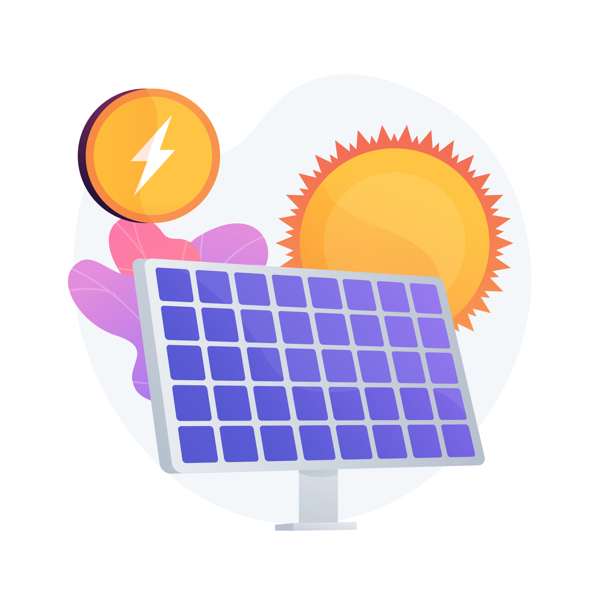 Sol, painel solar e moeda de crédito energético